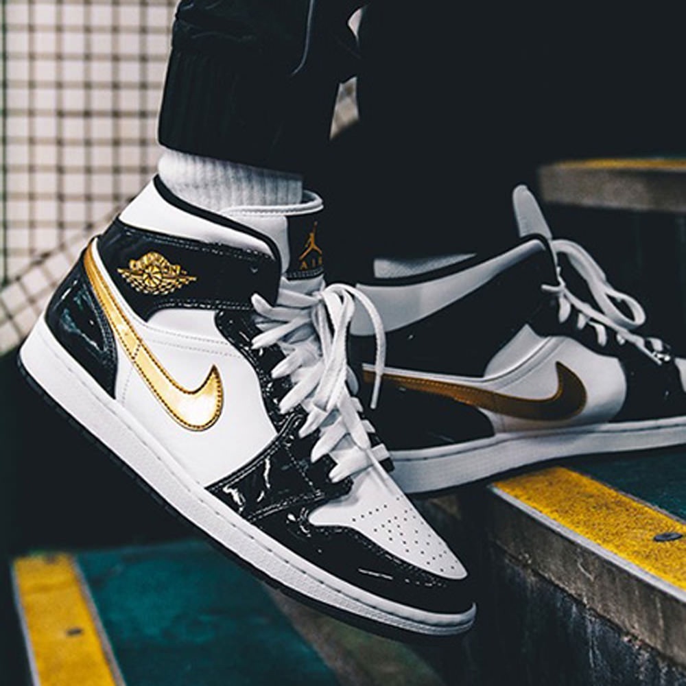 🖤 2019 Air Jordan 1 Mid Patent SE 'Black Gold'